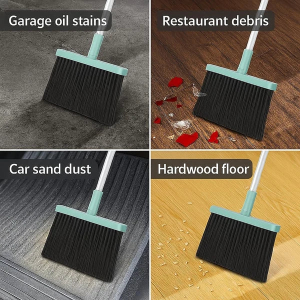 Pet Hair Broom & Dustpan Set – Long Handle 41–51″, TPR Edge, Self-Cleaning Du...