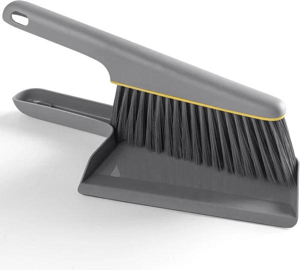 Mini Broom and Dustpan Set Handheld Small Brush Compact Portable Gray
