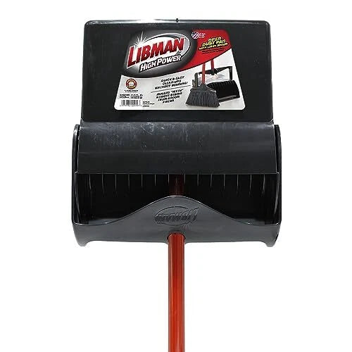 Pack of 2 Lobby Broom and Dustpan Set for Easy Cleanup in Black and Red
