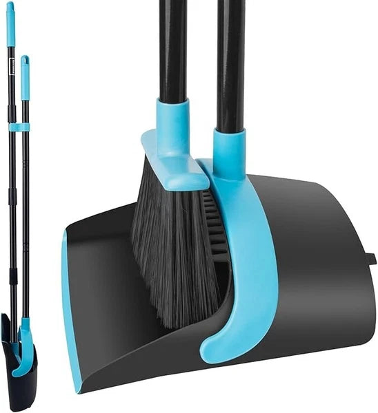 Dust pan and Broom Set with 48" Long Handle