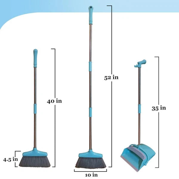 Broom and Dustpan Set Lightweight Upright Lobby Broom and Dust Pan Combo with...