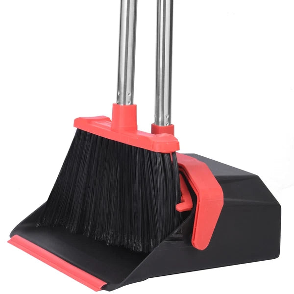 Upgrade Broom And Dustpan Set 51'' Sturdy Long Handle Large Upright Stand Up Bro