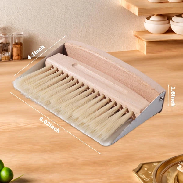 BONUMVITA Small Dustpan and Brush Set with Wood Handle,Portable Hand Broom an...