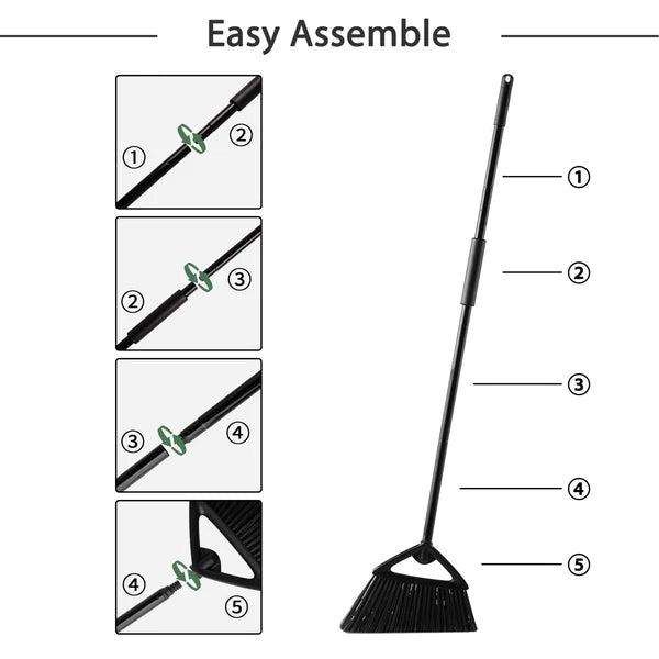 Commercial Angle Broom and Dustpan Combo with Long Handle Lobby Dust Pan Swee...