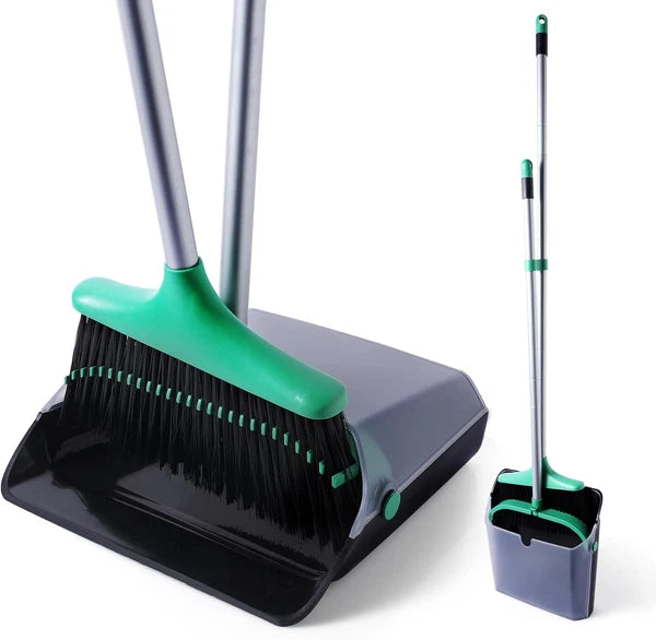 Broom and Dustpan Set, Long Handle Sweep Combo for Home, Office, Kitchen, Lobby,