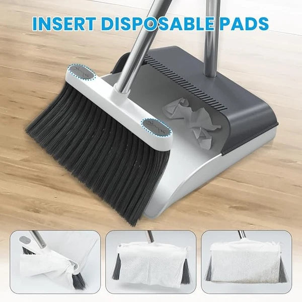 Stand-Up Broom & Dustpan Set 50" Handle Ergonomic Angle