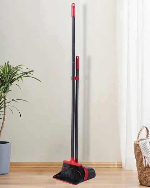 Broom and Dustpan Set for Home, Upgrade 52" Long Handle with Stand up Dustpan Co