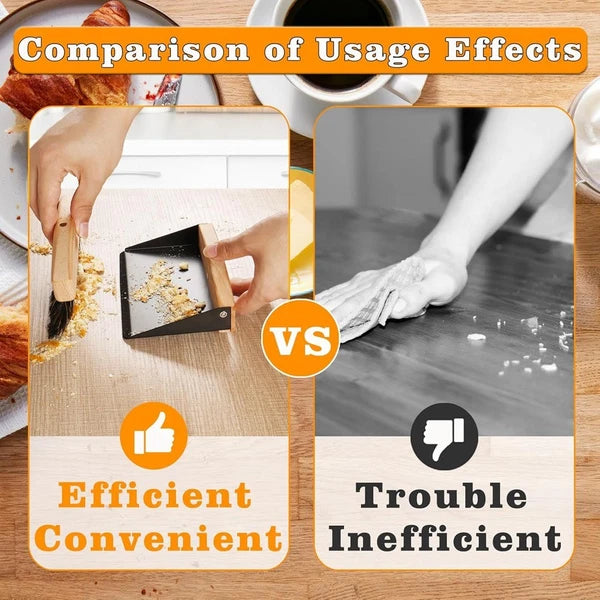 Small Dust Pan and Brush Set,  Hand Broom and Dustpan Set, Wooden Crumb8651