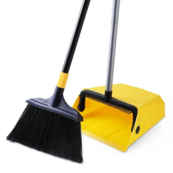 Yocada Heavy Duty Broom and Dustpan Set with Comb Commercial Outdoor Indoor