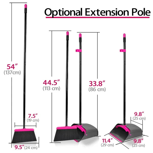 Broom with Dustpan Combo Set, Long Handle Lightweight Indoor Broom Set, Uprig...