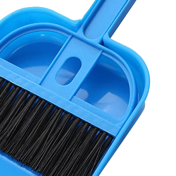 (Blue)Small Hand Broom Dustpan Set Multifunctional Portable Table Top Brush