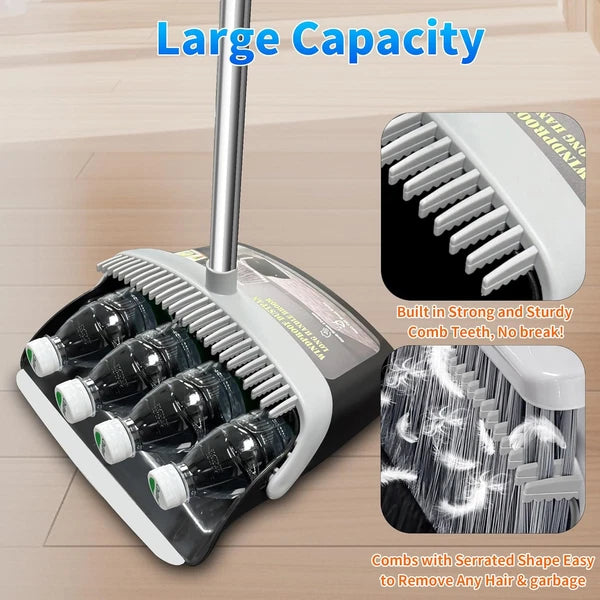 Broom with Dustpan Combo Set Broom and Dustpan Set Dust Pan with 51.2" Stainless