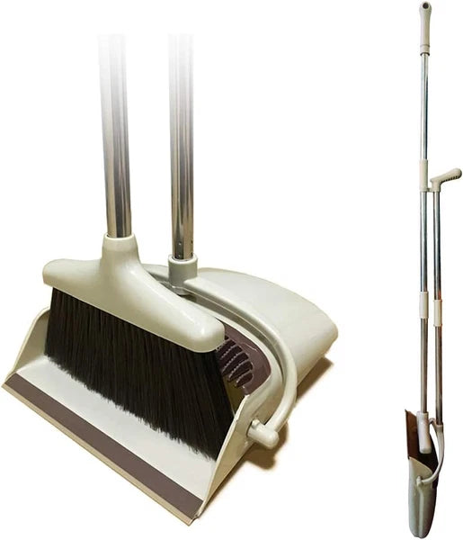 Broom and Dustpan Set Lightweight Upright Lobby Broom and Dust Pan Combo with Lo