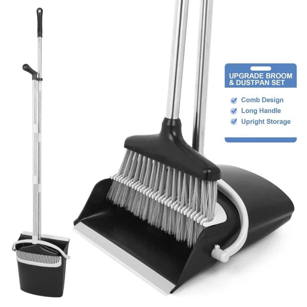 Broom and Dustpan Set Lightweight Upright Lobby Broom and Dust Pan Combo _