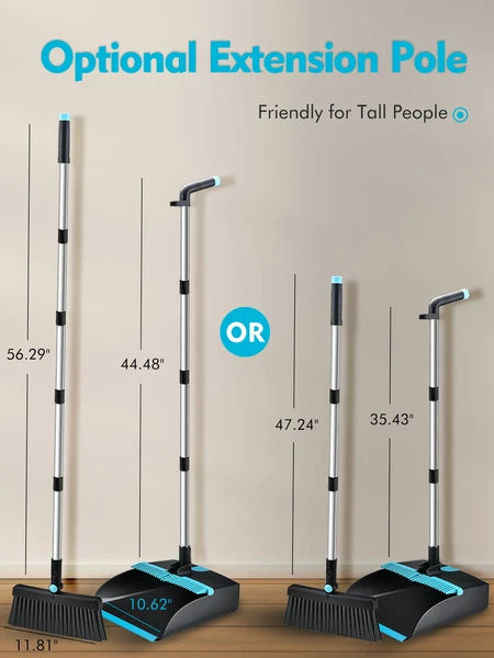 Broom and Dust Pan Combo,Steel Broom and Dustpan Set for Home,Dust Pan with 56.9