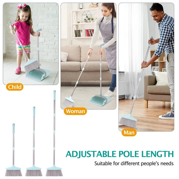 Broom and Dustpan Set with 55" Handle for Home and Office Cleaning