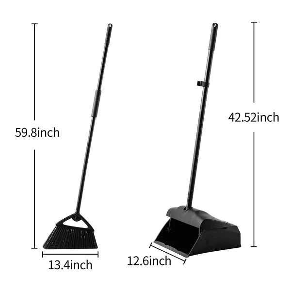 Commercial Angle Broom and Dustpan Combo with Long Handle Lobby Dust Pan Swee...