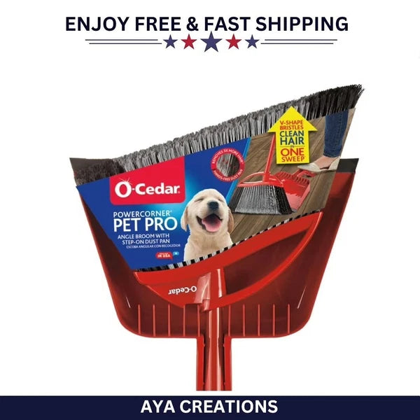 O-Cedar Pet Pro Broom & Step-On Dustpan Set for Hair, Dirt & Debris Cleanup