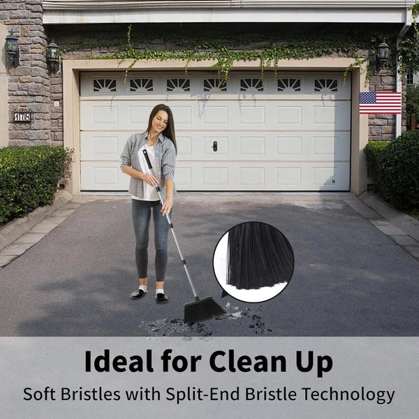 3-Pack Long Handle Broom & Dustpan Set - Perfect for Commercial Cleaning