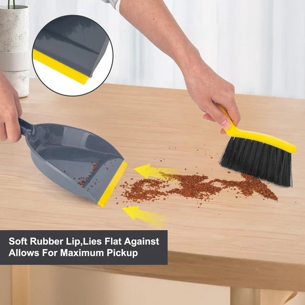 Dustpan and Broom Set Small,Mini Handheld Dust pan with Cleaning Brush Combo for
