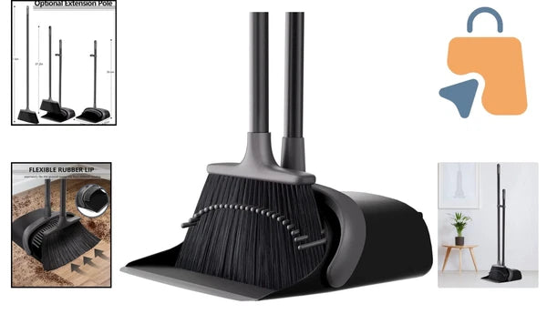 Durable 52'' Long Handle Broom and Dustpan Set with Comb Design for Pet Hair