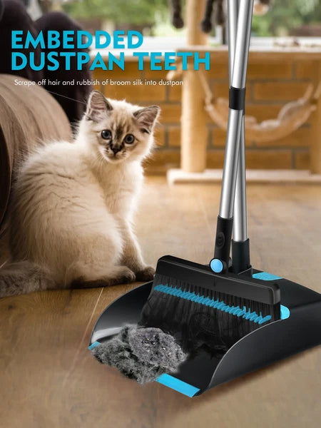 Broom and Dust Pan Combo,Steel Broom and Dustpan Set for Home,Dust Pan with 56.9