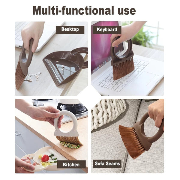 Round Handle Brush and Dustpan Set Small Broom & Dustpan Portable Handheld Sw...