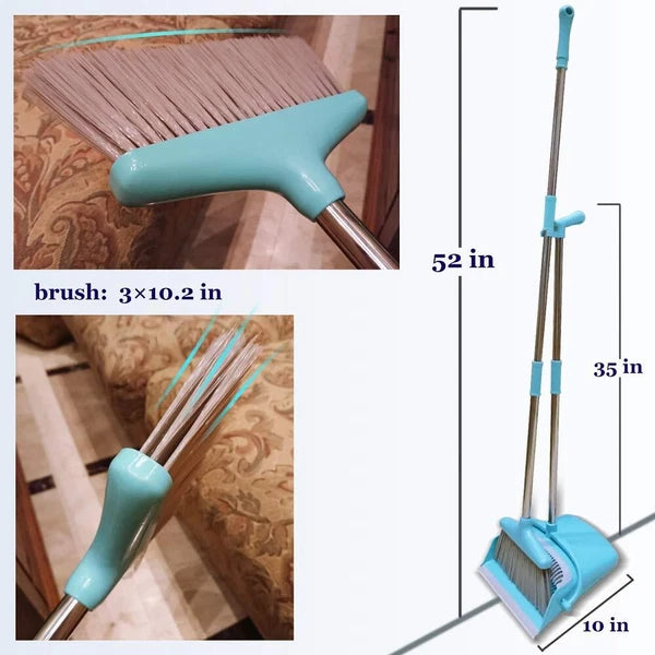 Broom and Dustpan Set Lightweight Upright Lobby Broom and Dust Pan Combo with...