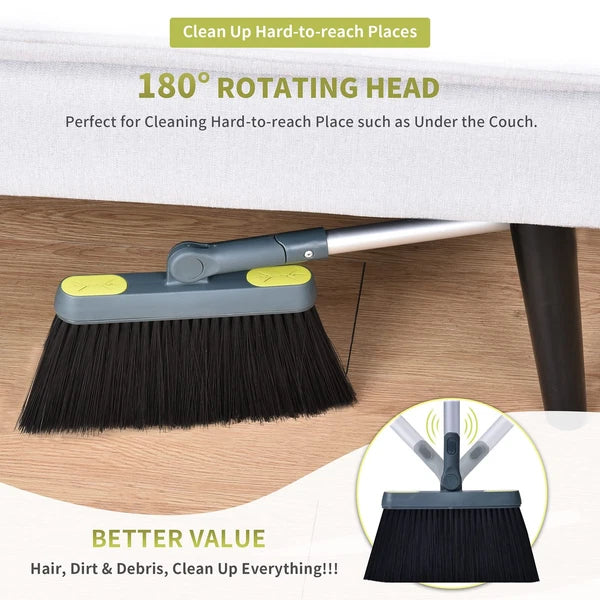 Broom and Dustpan Set for Home with 54"Long Handle Upright and Lightweight