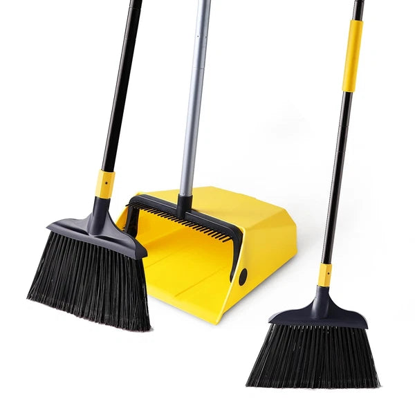 Commercial Broom and Dustpan Set 2 Plus 1 Set with Comb Commercial Outdoor In...