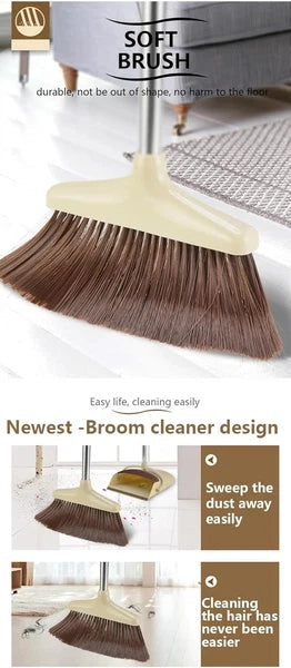 Broom and Dustpan Set, Broom with Dustpan Combo Set, Brooms for Sweeping Indoor,