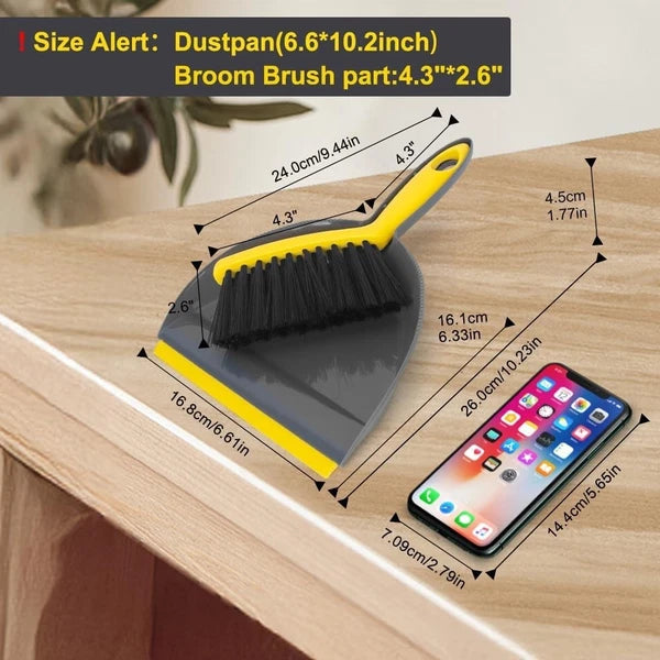Dustpan and Broom Set Small,Mini Handheld Dust pan with Cleaning Brush Combo for