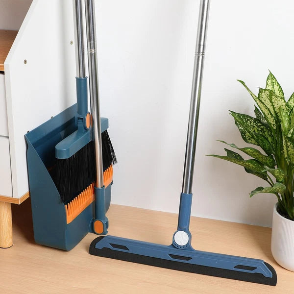 Dustpan and Brush Set Strong Metal Handle Dust Pan & Broom Sweeper Long Handled