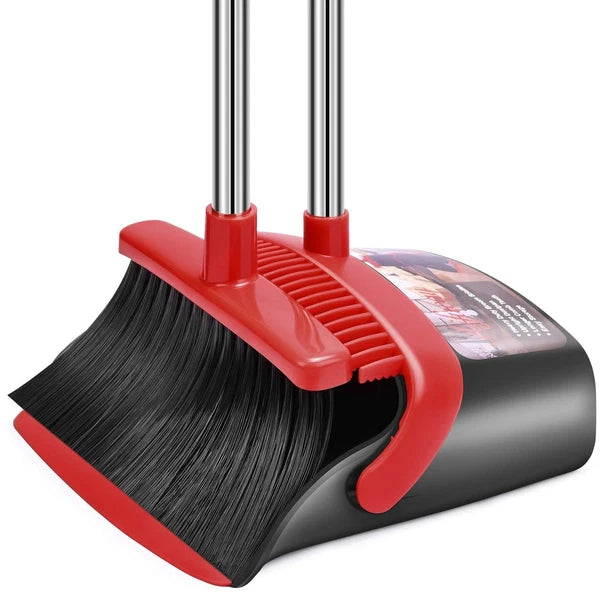 Broom and Dustpan Set, Dust Pan and Broom Combo for Floor Cleaning Dustpan wi...