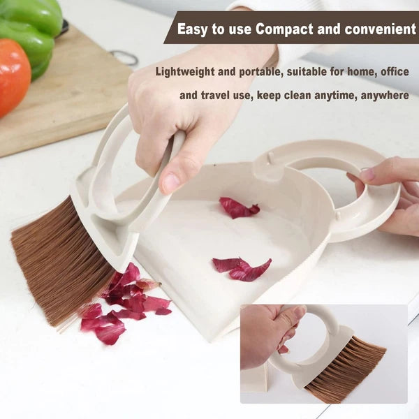 Round Handle Brush and Dustpan Set Small Broom & Dustpan Portable Handheld Sw...