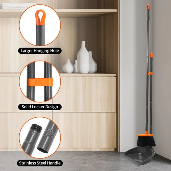 Long Handle Broom with Dustpan Combo Set for Office Home Kitchen Lobby Floor