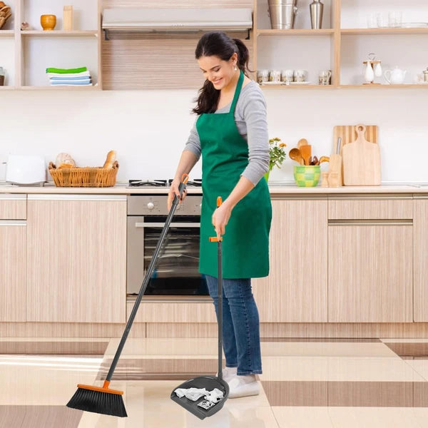 Long Handle Broom with Dustpan Combo Set for Office Home Kitchen Lobby Floor