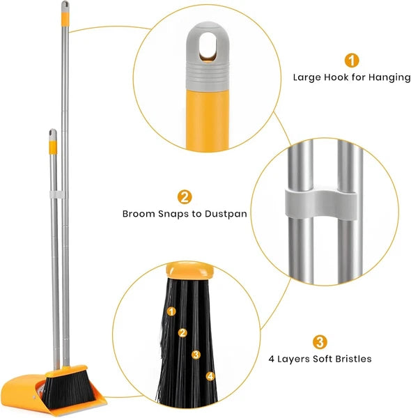 Broom dustpan set, suitable for home kitchen, office hall floor.