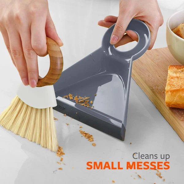Tiny Team Mini Brush and Dustpan Set Compact Eco-Friendly Cleaning Tools