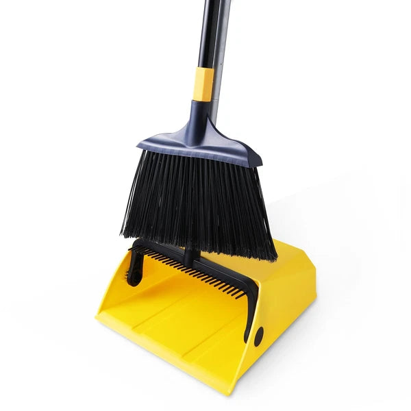 Yocada Heavy Duty Broom and Dustpan Set with Comb Commercial Outdoor Indoor
