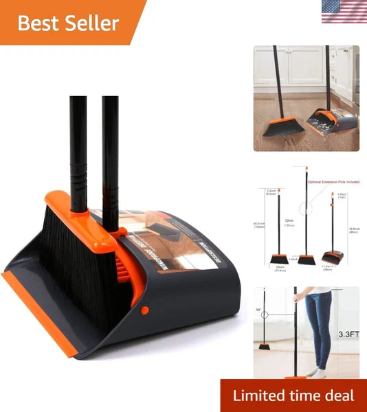 Elegant 52-Inch Long Handle Broom and Dustpan Set for Effortless Cleaning