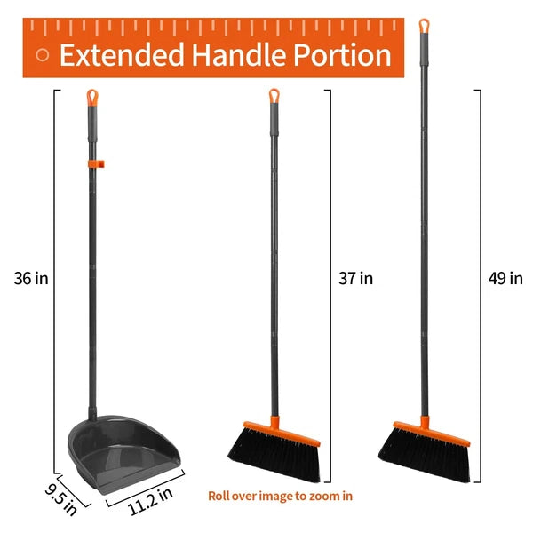 Long Handle Broom with Dustpan Combo Set for Office Home Kitchen Lobby Floor
