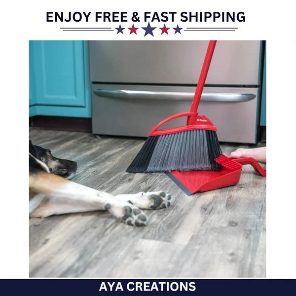 O-Cedar Pet Pro Broom & Step-On Dustpan Set for Hair, Dirt & Debris Cleanup