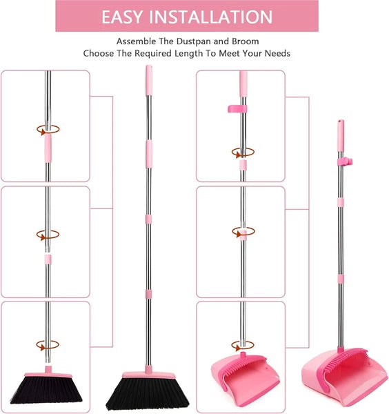 Broom and Dustpan Set, Dustpans with Broom Combo for Home, Heavy Dust Broom and