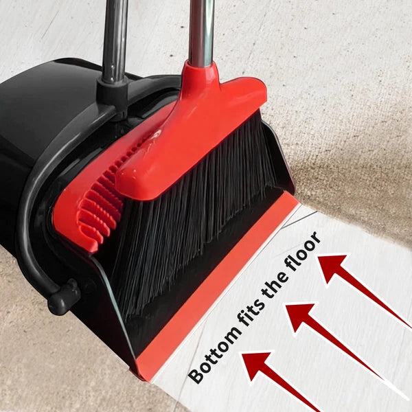 Broom and Dustpan Combo Set 54 Long Handle Adjustable Stainless Steel