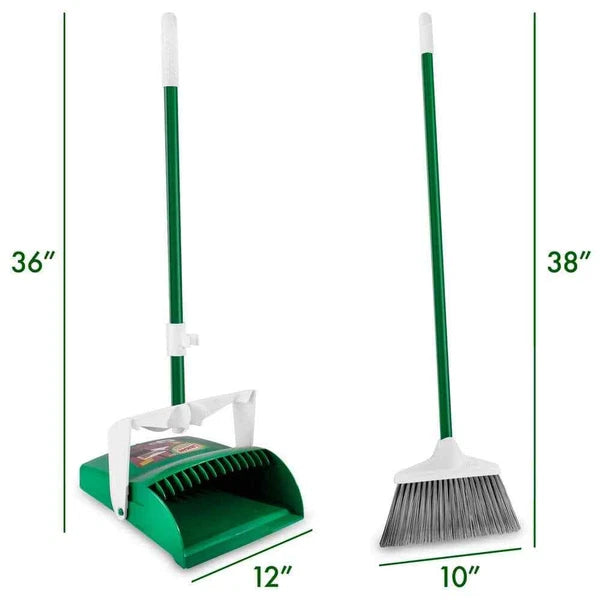 Broom and Dust pan with long handle 12 in  Combo Kitchen Indoor Outdoor