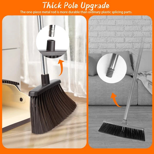 Broom and Dustpan Set Dustpan Combo with 51" Stainless Steel Long Handle Broo...