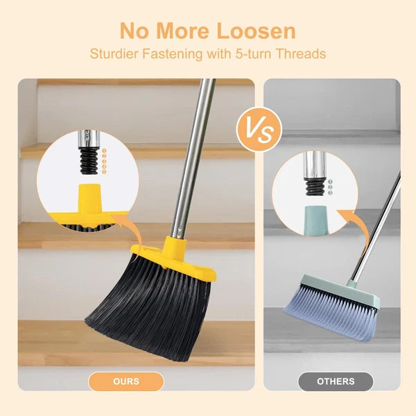 3-Pack Commercial Broom and Dustpan Combo Set, Industrial 51'' Broom and Dust...