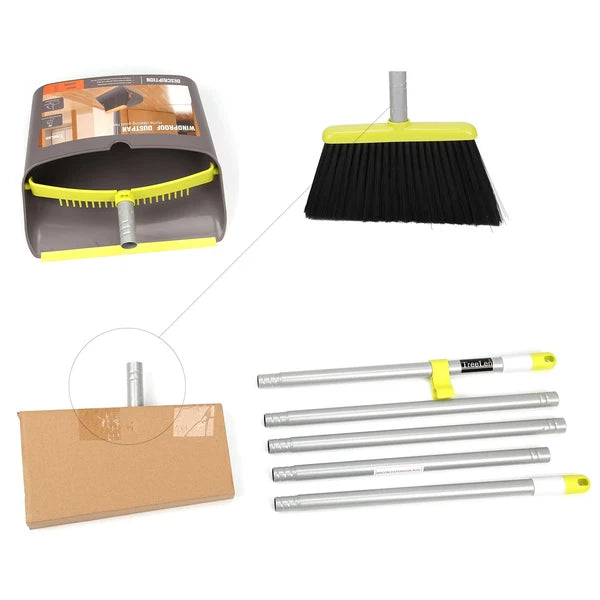 Broom and Dustpan Set, Broom with Dust Pan with Long Handle Combo Set for Off...