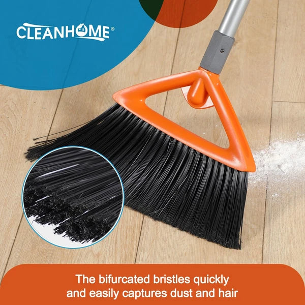 Commercial Broom and Dustpan Set with Long Handle, Outdoor Heavy Duty Broom a...